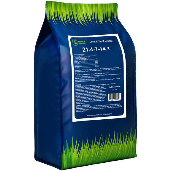 Supply Solutions 21.4-7-14.1 Lawn and Turf Fertilizer - Plant Food for Lawn Achieves a Lush Green Lawn in Weeks - Turf Builder (25lbs)
