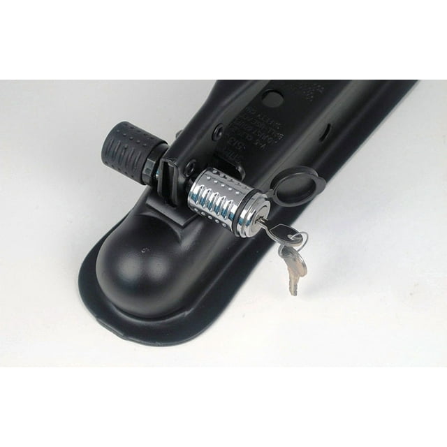 DeadBolt Trailer Coupler Lock RC2 Flush Lock Design; For 1/2 Inch Opening Conventional Lever Style Couplers; Black; Nickel Chrome Finish