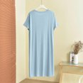 thumbnail image 5 of OVAFBAU Womens Nightgown Sleepshirt Pajama Dress Casual Cotton Crew Neck Short Sleeve Slit Loose Loungewear Dress Sleepwear, 5 of 6