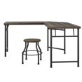 thumbnail image 1 of Bureau en Métal Industriel Rustique avec Tabouret en Chêne Vieilli Foncé, 1 of 7