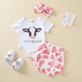 thumbnail image 3 of Actoyo Newborn Baby Girl Toddler Outfits Cow 3pcs Short Sleeve Romper + Pants + Bow Headband 0-18M, 3 of 7