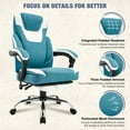 thumbnail image 3 of JONPONY Big and Tall Office Chair 400lbs, Executive Reclining Office Chairs with Footrest, High Back Leather Home Office Chair Thick Padded Armrests, Ergonomic Adjustable Lumbar Support, BlueWhite, 3 of 11