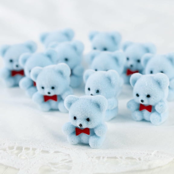 Factory Direct Craft Mini Baby Blue Flocked Teddy Bears, Set of 24, Miniature Plush Bears for Baby Showers, Dollhouses, Crafts & Party Favors
