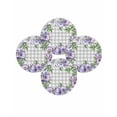 thumbnail image 7 of 15 Inch Round Placemats Set of 4, Purple Flowers Non Slip Heat Insulation PP Table Mats, Spring Floral Leaves Plants Gray Plaid Washable Place Mats for Kitchen Dining Party Table Decor, 7 of 7