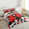 thumbnail image 5 of Manfei Santa Claus Cocks Queen Comforter Set for Teens, Red Buffalo Geometric Bedding Sets, Mery Christmas Reversible Bedding Comforter Set, Super Cozy Room Decor, 3-Piece, 5 of 8