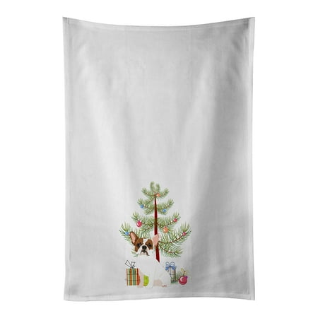

French Bulldog White #2 Christmas White Kitchen Towel Set of 2 19 in x 28 in