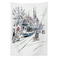 thumbnail image 3 of Ambesonne Sketchy Tablecloth Rectangular Table Cover, Amsterdam Cityscape, 60"x84", Blue Lilac White, 3 of 4