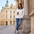 thumbnail image 6 of Rugby Polo Shirts Women 2026 V Neck Long Sleeve Striped Collared Plus Size Fall Winter White L, 6 of 8