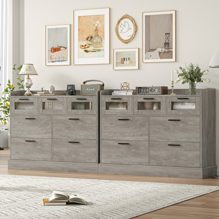 white christmas dresses AMERLIFE Somer 7-Drawers Dresser Bevel Shape Storage Cabinet Bedroom Dresser Grey Walnut