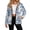 Blue Country Cottage Toile, variant on Green Boho Floral Fleece Jacket Women Sherpa Lined Winter Coat, Warm Sherpa Fleece Lined Women Jacket, Snap Front Stand Collar with Pockets, Loose Fit, for Daily Casual Wear, Medium