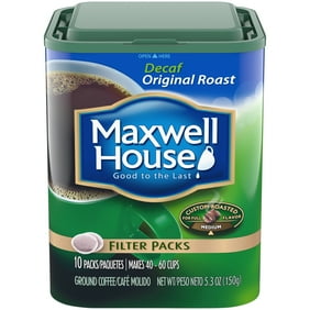 Maxwell House Decaf Original Roast Ground Coffee Filter Packs 10 Ct Tub Maxwell House Decaf Original Roast Ground Coffee Filter Packs 10 Ct Tub