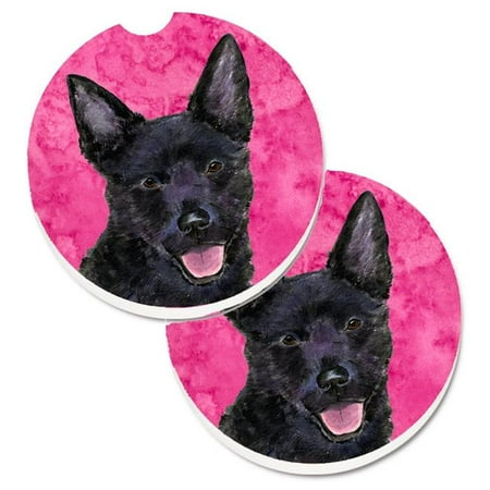 

Pink Australian Kelpie Set of 2 Cup Holder Car Coaster