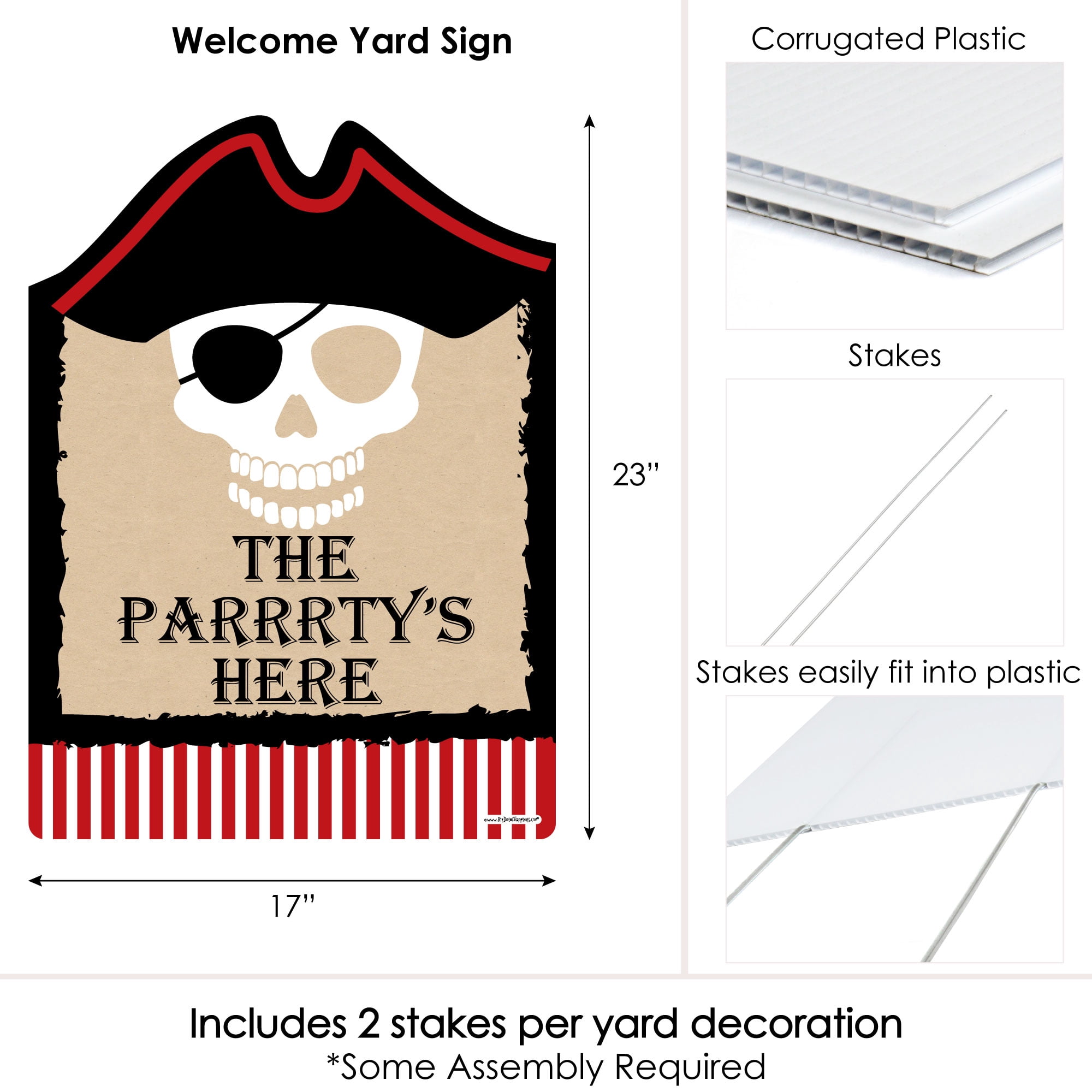 Big Dot of Happiness Beware of Pirates - Party Decorations - Pirate Birthday Party Welcome Yard Sign