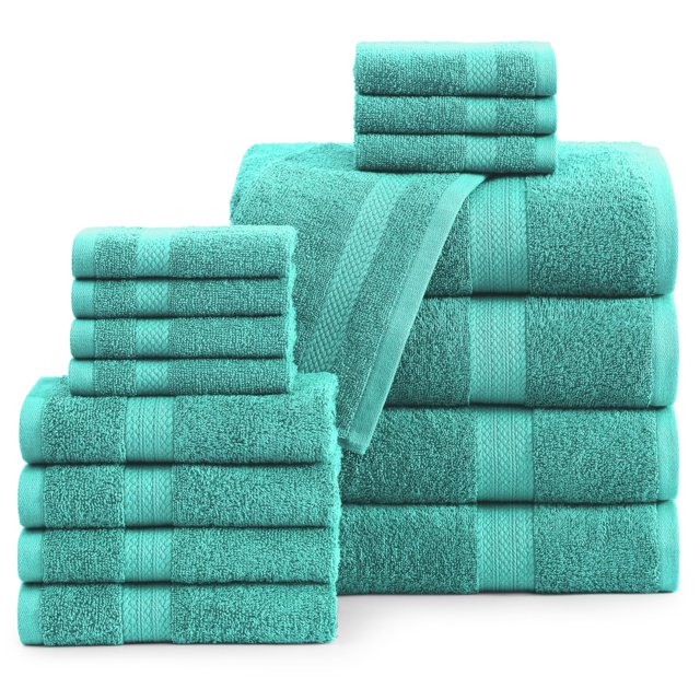 Juego de toallas de baño LANE LINEN, 16 unidades, 100% algodón, 600 g/m², verde azulado