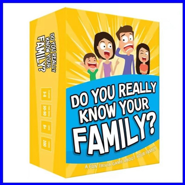 Versión completa en inglés de la tarjeta de juego de rompecabezas informal ¿Conoces realmente a tu familia?