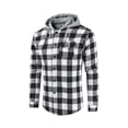 thumbnail image 1 of Mialoley Men Casual Hooded Coat, Plaid Printed Pattern Button-down Jacket, 1 of 2
