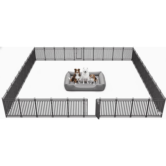 SPZONE 40" Metal Dog Playpen, 40-Panel Indoor & Outdoor Dog Fence for Large, Medium & Small Dogs, Black/Silver