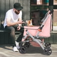 thumbnail image 7 of 4 Wheel Dog Stroller, Wedyvko Foldable Pet Stroller with Storage Basket for Small Medium Dogs & Cats (Pink), 7 of 7