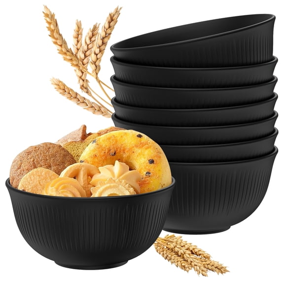 GPED Juego de 8 Pzas de Tazones Irrompibles para Cereal, Juego de Tazones de Paja de Trigo de 26 Oz, Tazones para Ensalada, Tazones para Sopa, Tazones de Plástico Reutilizables, Libres de BPA, Aptos