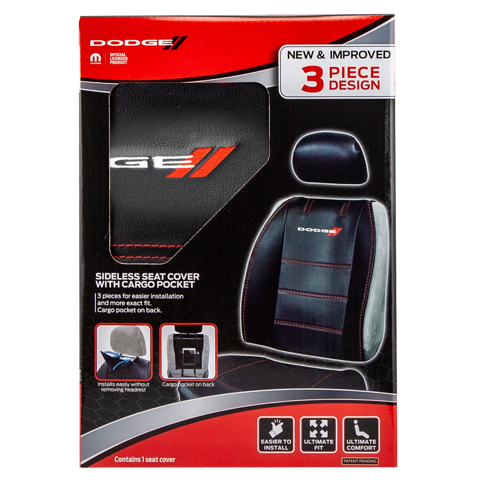 Plasticolor Dodge Deluxe Black Vinyl Universal Fit Automotive Seat Cover, 1 Pack