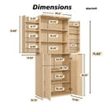 thumbnail image 6 of 30''Wx15.75''Dx72''H Oak Modern Fluted Kitchen Pantry with 6 Door Shelves, 6 of 9