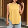 thumbnail image 2 of Uaswgudfs Women's Round Neck Sleeveless Basic Solid Loose Fit Casual Tank Top Women Daily Lightweight Summer Essential Yellow 2XL, 2 of 6