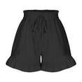 thumbnail image 7 of Sakmal Black Shorts Women Skorts Ruffle Comfy Cotton and Linen Shorts with Pockets, 7 of 7