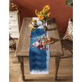 thumbnail image 5 of Blue Santa Christmas Burlap-Cotton Table Runner 70 Inches Long,Xmas Tree Snowflake Farmhouse Table Runners,Outdoor Dining Tablecloths Decor for Baby Shower/Party/Wedding 13x70, 5 of 9