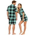 thumbnail image 4 of Men's Pajama Sets Button Up Pajamas for Women Matching Pajamas for Couples Mens Pajamas Set Shorts Couple Matching Pajamas Sets Short Sleeve Button Down Sleepwear Pjs Shorts Set Soft Loungewear, L, 4 of 5