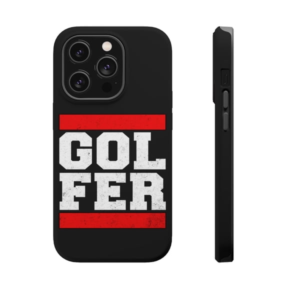 DistinctInk Tough Case for Apple iPhone 15 PRO (6.1" Screen), Compatible with MagSafe Charging - Golfer Word Art