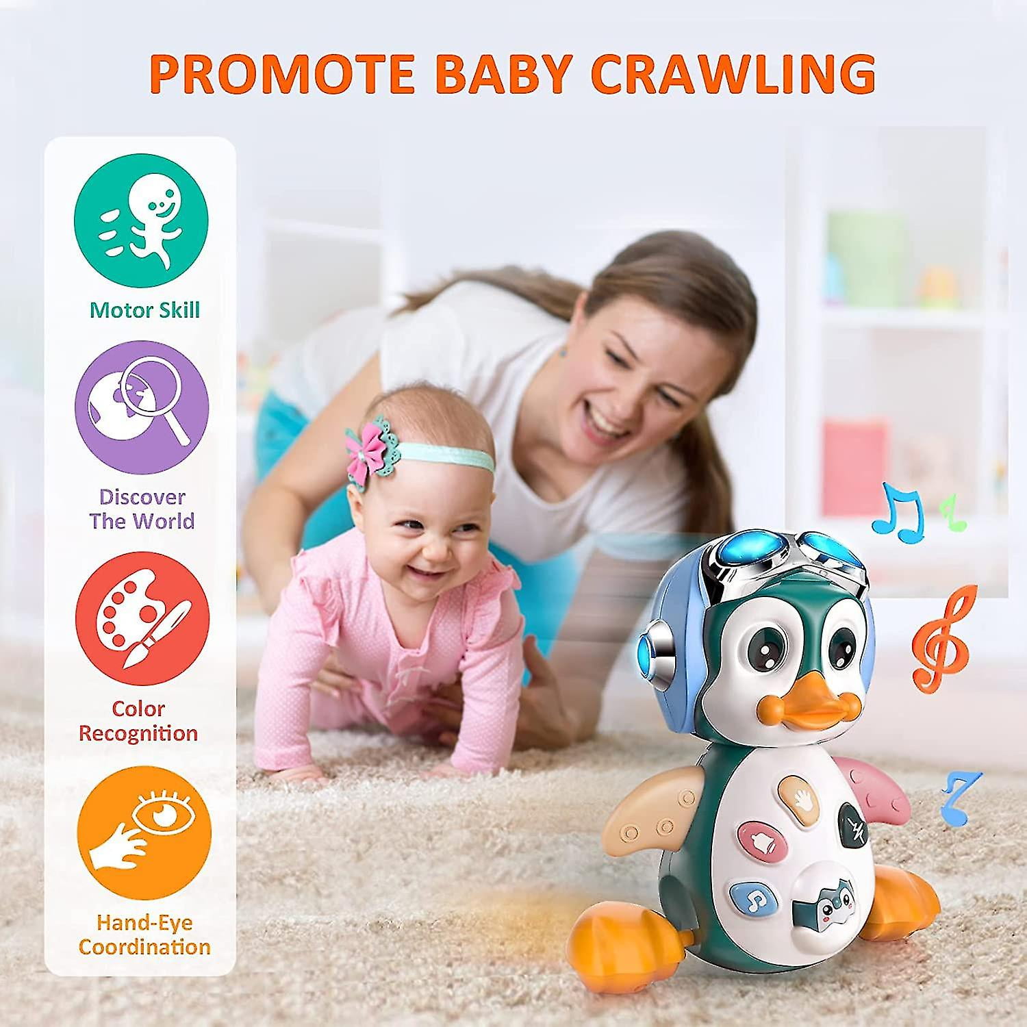 Musical Enfant 1 an Jouets Rampants avec Musique et lumires Jouet pour Bb Pingouin 6 12 Mois Jouet ducatif Jouet dveil pour Garon Fille Cadeaux HAPDEN Walmart