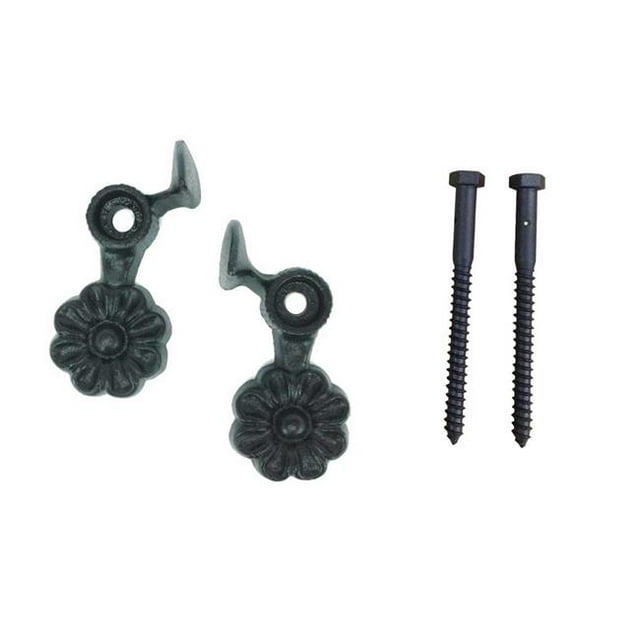 Shutter 30-14-88252 Wood Hardware Fleur Shutter Chien avec Lag Bolt&44; Noir - Lot de 2