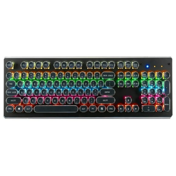 Mistaha 104-Key Wired Mechanical Keyboard with Blue Switches and Six-Color Backlight - Anti-Interference Shielded Wire - Metal Matte Panel - Windows/macOS Compatible - Black