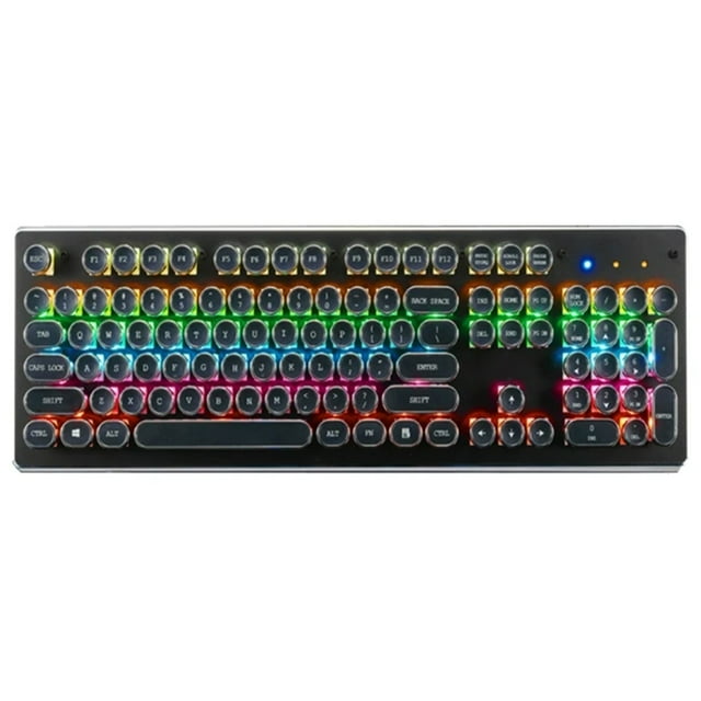 Clavier Mécanique Filaire 104 Touches Interrupteur Bleu Design Ergonomique Rétroéclairage RGB Modes d'Éclairage Multiples Disposition Compacte Clavier de Jeu Gratuit Compatible avec Windows & MAC Portable
