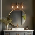 thumbnail image 5 of LNC Black & Gold 3-Light Bathroom Vanity Light with Seeded Glass Bell Shades, Dimmable, 5 of 14