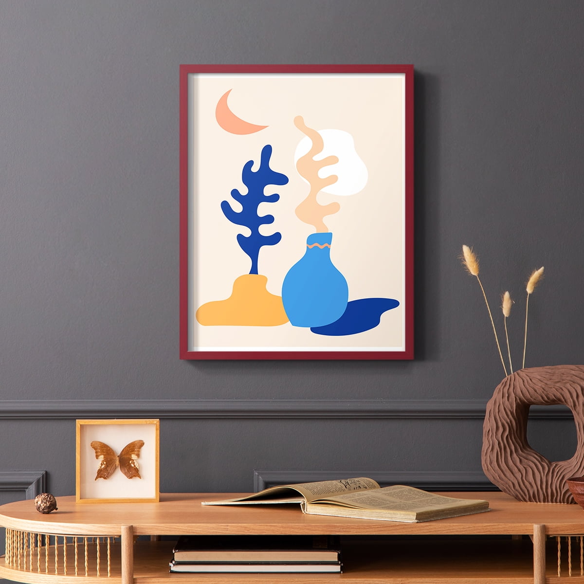 Matisse CDLXX in Red Solid Wood Framed Print No Nail Hanging