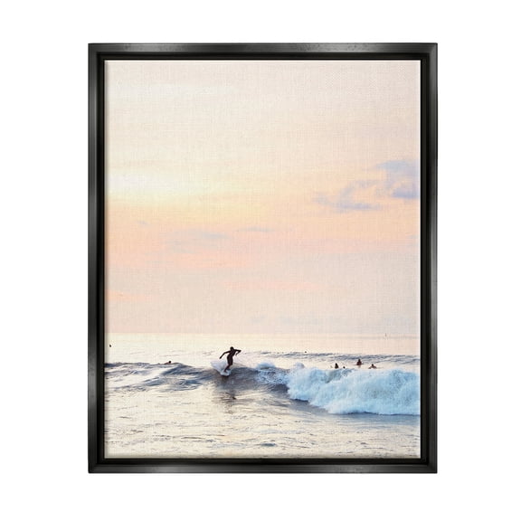 Stupell Industries Sunset Surfer Photography Nature Photography Black Floater Framed Art Print Wall Art, 17 x 21