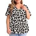 thumbnail image 1 of Birdeem Blouse Décontractée à Manches Courtes Imprimée pour Femmes, Grande Taille, à Volants, Col en V, 1 of 6