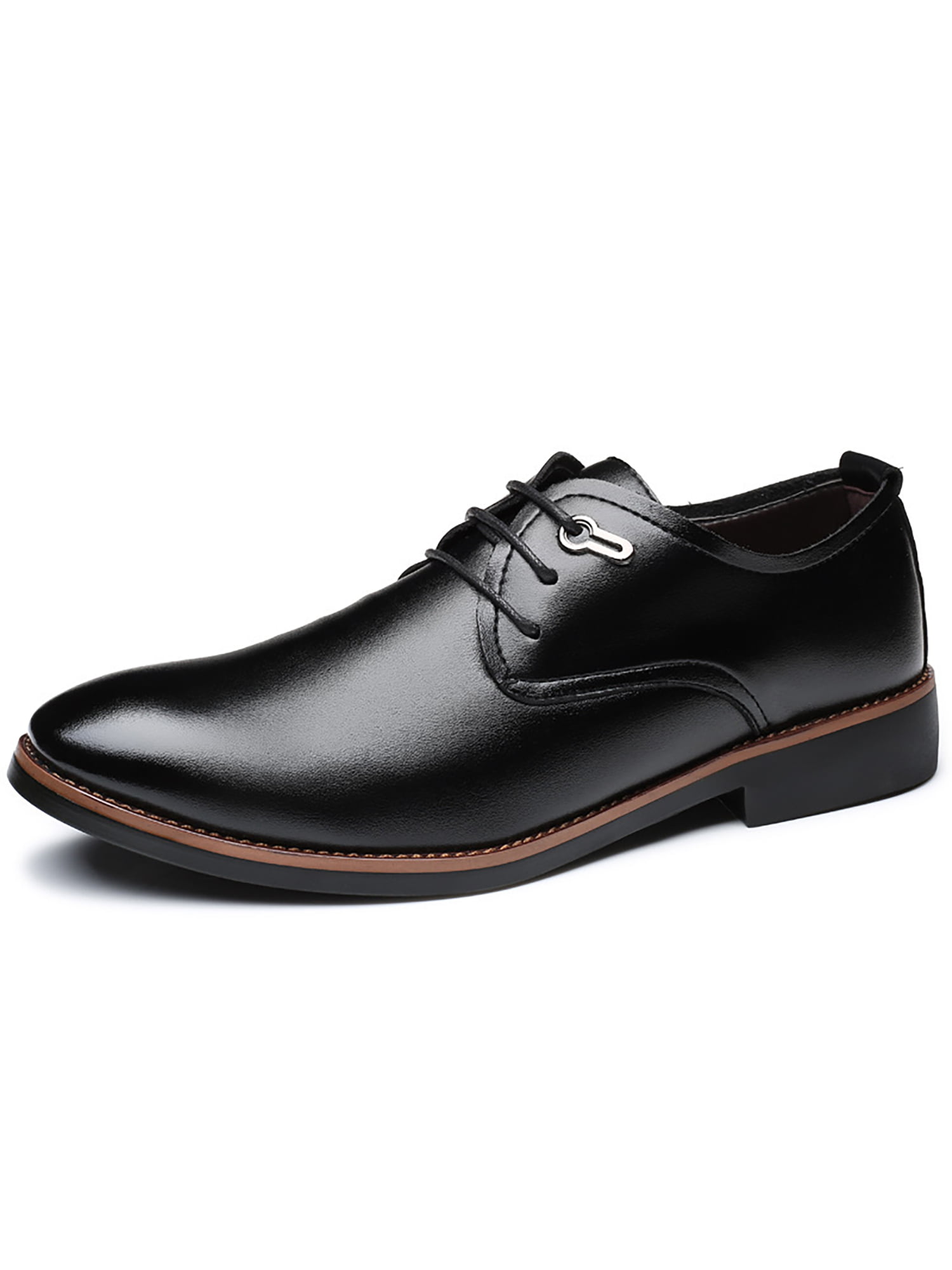 Leather Derby Mens Genuine Leather Formal Wedding Office Shoes Casual Shoes Flat Dress Shoes Classic Lace Up Footwear with Hand Stitched & Glued Soles