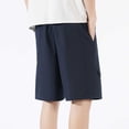 thumbnail image 5 of Fancifize Teen Boys Athletic Shorts Quickly Dry Wide Leg Elastic Drawstring Waist Sweat Shorts Kids Workout Shor Pants 7-19 Years,Navy, 5 of 7