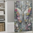 thumbnail image 3 of Floral Butterfly Art Serene Beauty Nature Cloth Fabric Bathroom Decor Set with Hooks, 3 of 7