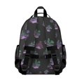 thumbnail image 3 of Mushroom and Flower Black Pattern Cute School Backpack Bag for School with Padded Back and Adjustable Shoulder Straps 15.25"x11.5"x5.25", 3 of 5