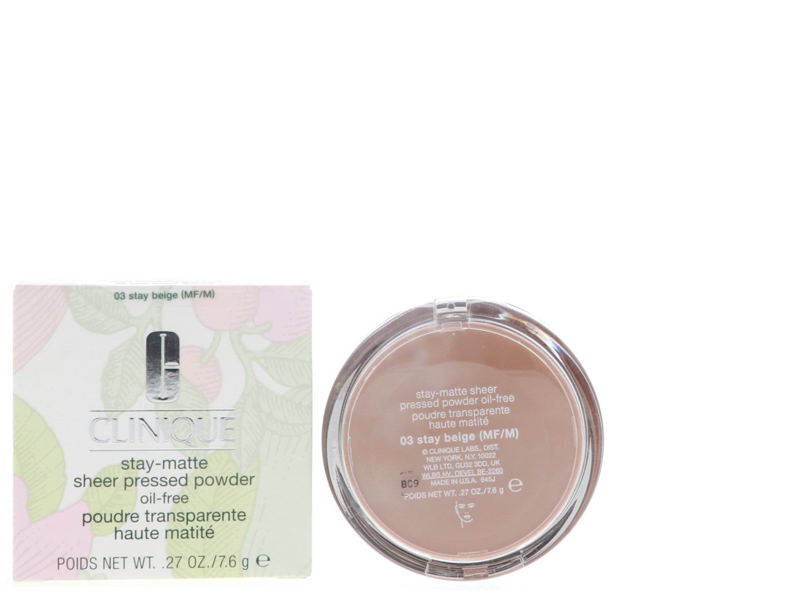 Clinique Stay-Matte Sheer Pressed Powder, No. 03 Stay Beige, 0.27 oz