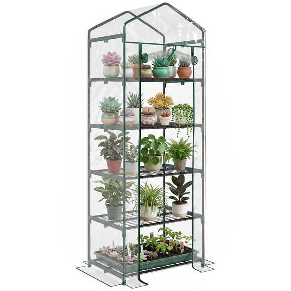Outsunny Serre Mini à 5 Niveaux, Support de Fleurs Extérieur Portable, Transparent
