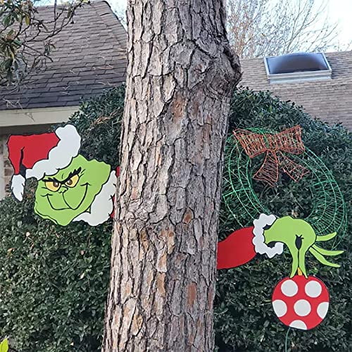 Outdoor Christmas Grinch Decorative Fence Sign Home Decor, Size: Style 6