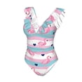 thumbnail image 4 of Yiaed Flamingo1 Print Women's Ruffled One Piece Swimsuit V Neck Swimwear Slimming Monokini for Woman-XX-Large, 4 of 8