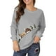 thumbnail image 2 of Sudadera de mujer Casual Loose Fit Pullover Cat Print Cuello redondo Tops Manga larga Otoño Moda Camisas holgadas, 2 of 4