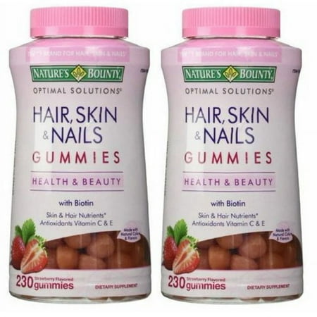 2 PACK | Nature's Bounty Hair Skin & Nails w/ Biotin Strawberry 230 Gummies each