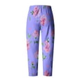 thumbnail image 5 of CLOISE Trousers Pants Woman Pull On High Waisted Pants Straight Leg Stretch Active Pants Elastic Waist Lounge Casual Loose Running Athletic Pants Floral Print Trousers Fashion Purple, 5 of 5