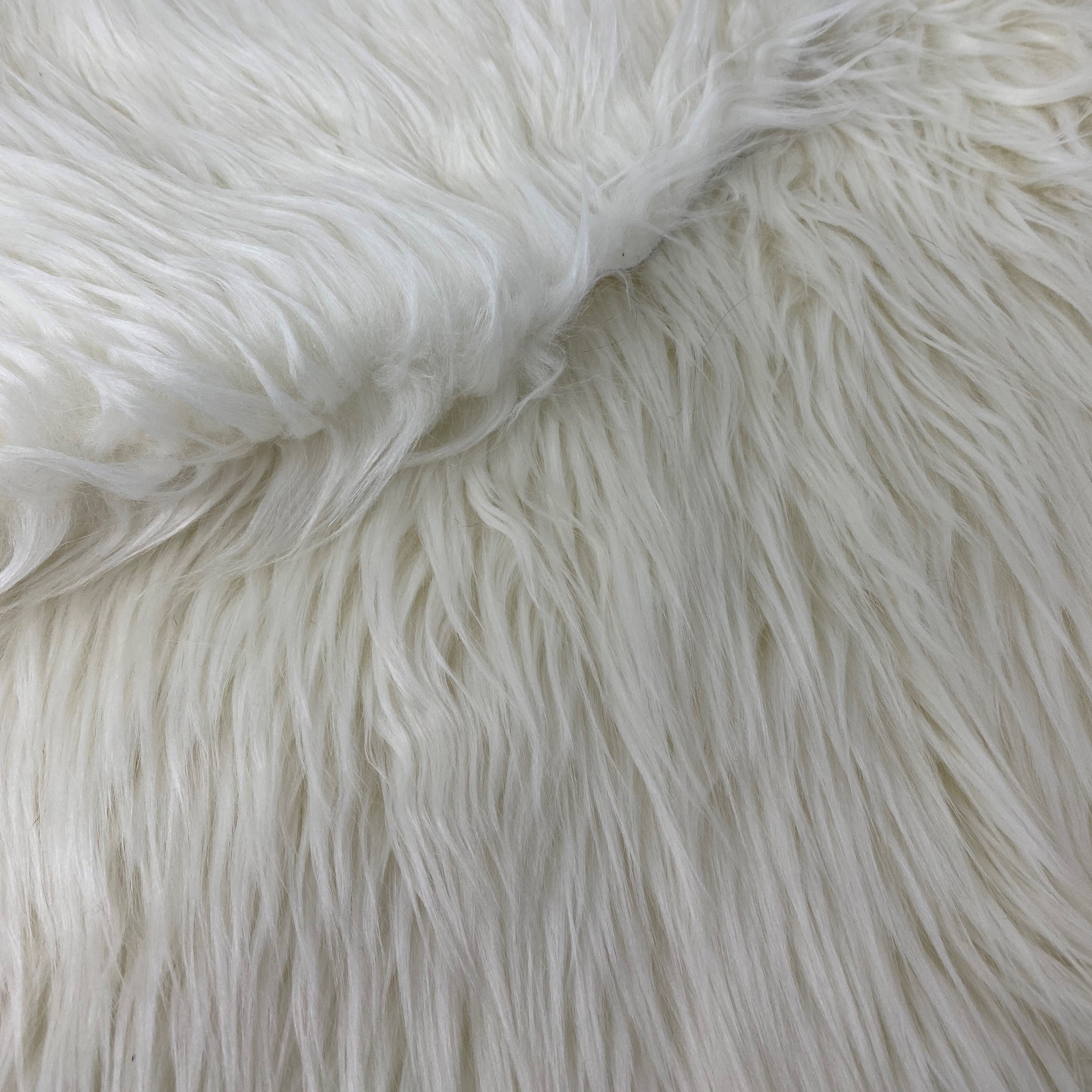 Ivory Solid Shaggy Long Hair Pile Faux Fur - Walmart.com